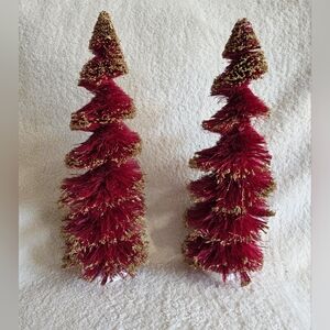 New Target Wondershop 16" Christmas Spiral Sisal Tree dark red gold Glitter set